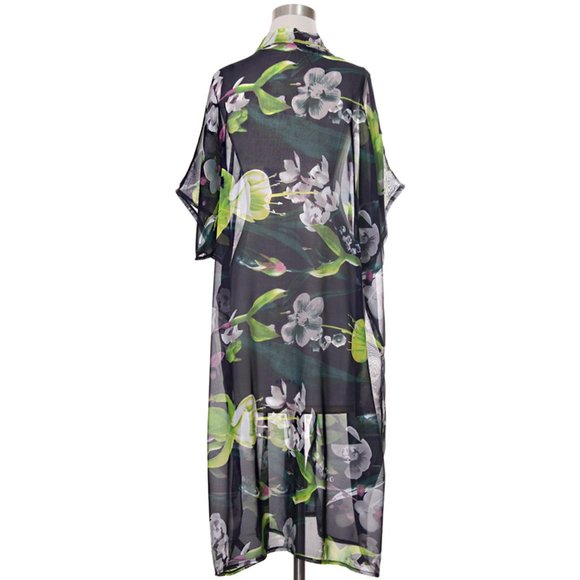 Code22 Floral Pattern Print Short Sleeve Kimono - Picture 3 of 4